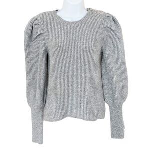 Etam cable knit sweater with puff sleeves grey XS @K